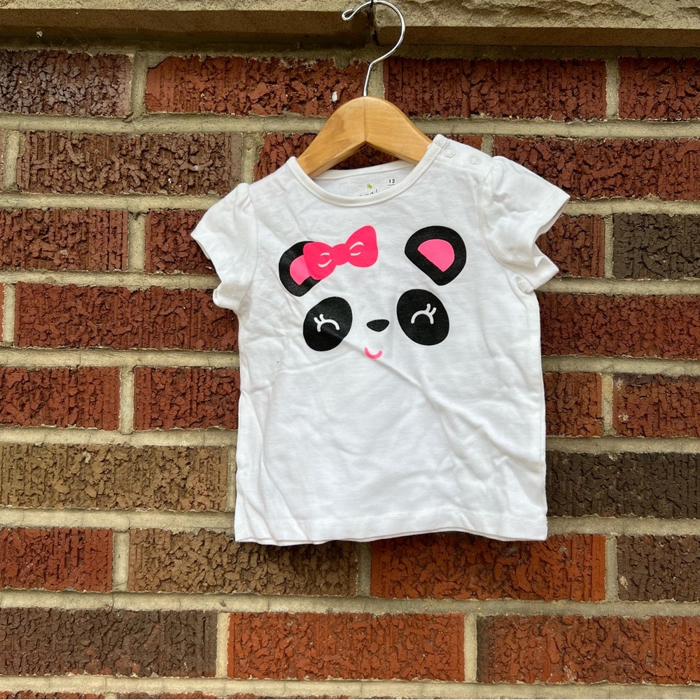 Jumping Beans White Panda Graphic Short Sleeve Shirt Top